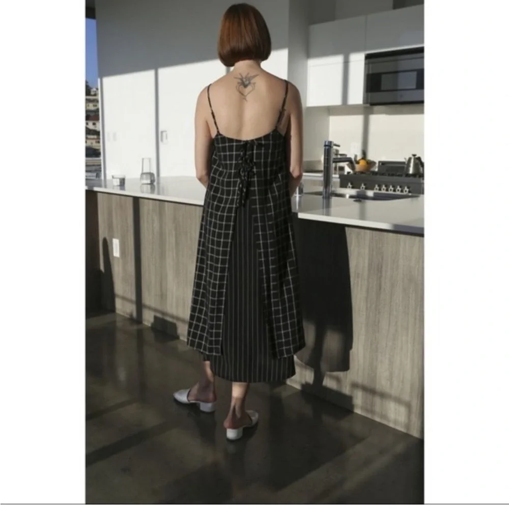 SVILU black white windowpane patterned midi dress women’s large - Picture 12 of 12